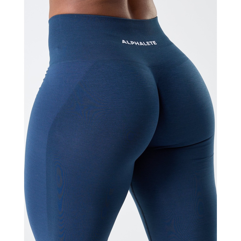Alphalete Amplify Leggings Navy Blue Seamless Scrunch Butt High Waist Small